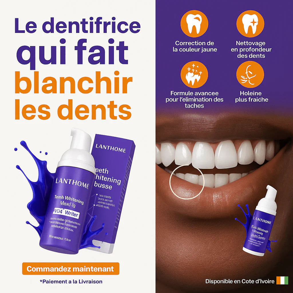 Mousse Blanchiment Dents - Dents Blanches en 7 Jours - Anti-Taches et Anti-Mauvaise Haleine